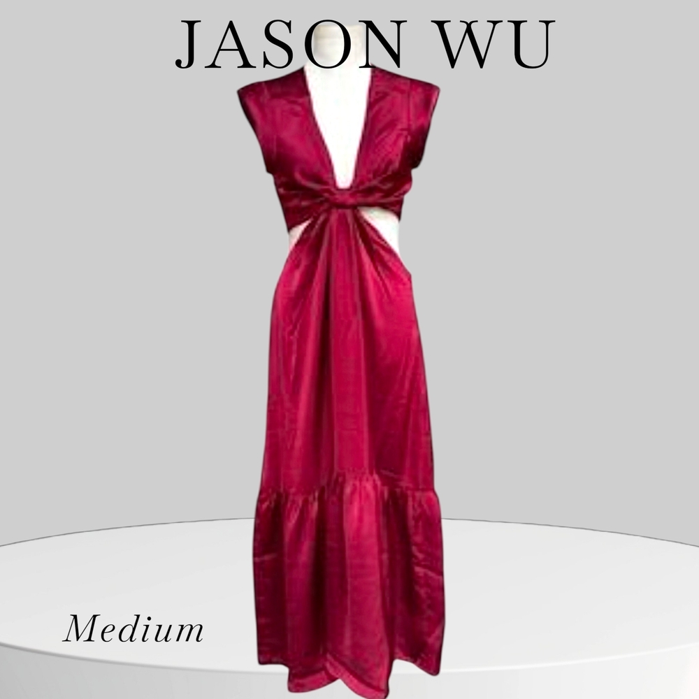 Jason Wu 🪭 Burgundy Red Cutout Maxi Dress, Feminine Chic Medium - New With Tag